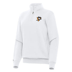 Pittsburgh Penguins Antigua Women's Victory Quarter-Zip Sweatshirt - White Sweatshirts