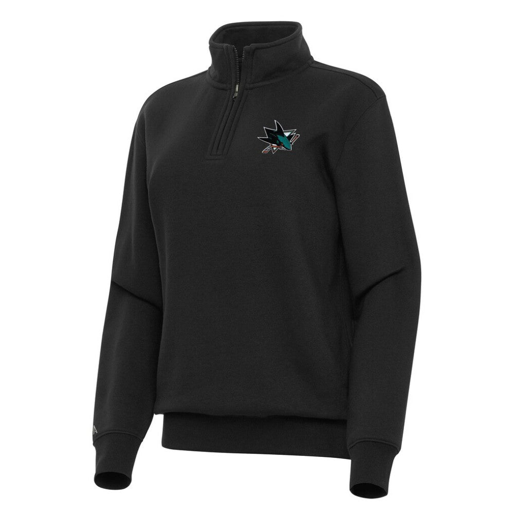 San Jose Sharks Antigua Women's Victory Quarter-Zip Sweatshirt - Black Sweatshirts