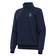Seattle Kraken Antigua Women's Victory Quarter-Zip Sweatshirt - Navy Sweatshirts