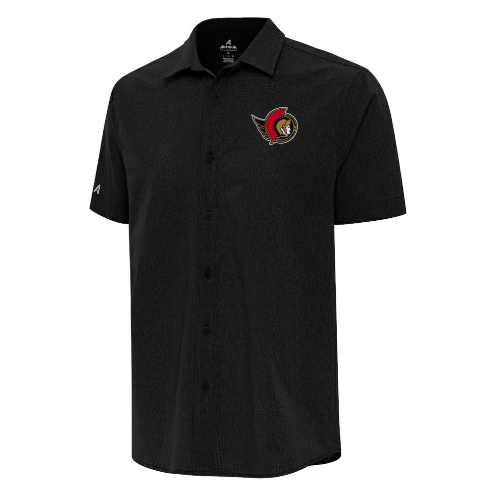 Ottawa Senators Antigua Activate Woven Short Sleeve Button-Up Shirt - Black