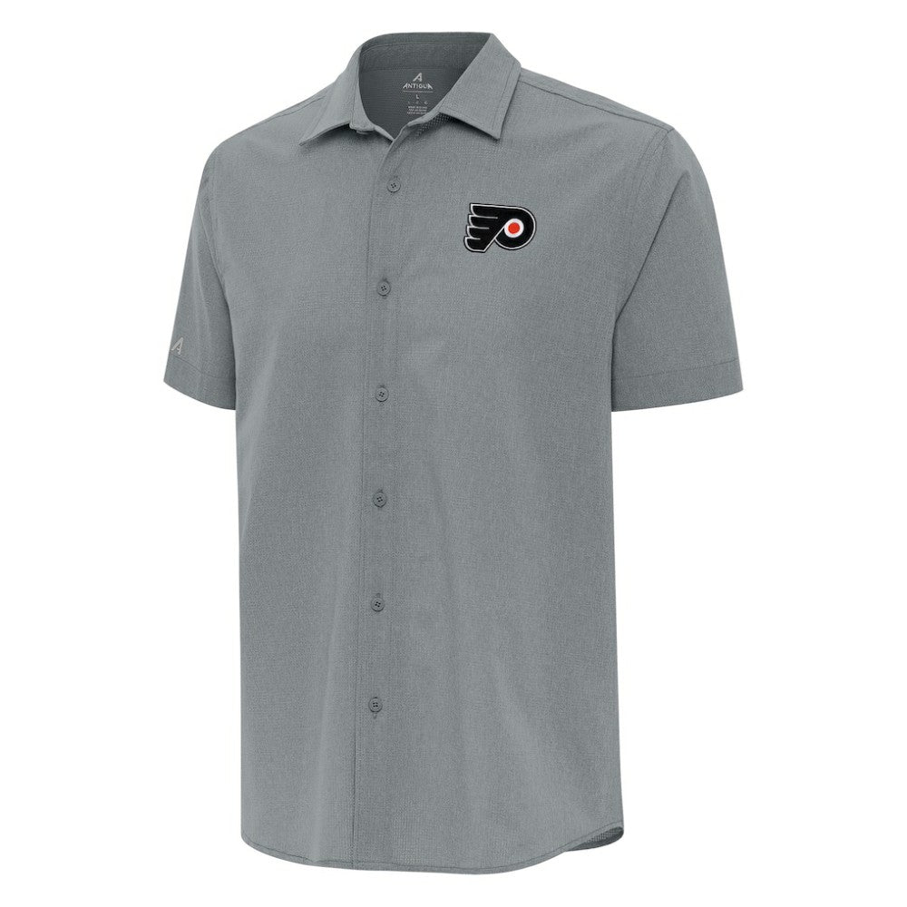 Philadelphia Flyers Antigua Activate Woven Short Sleeve Button-Up Shirt - Gray