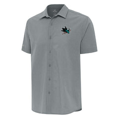 San Jose Sharks Antigua Activate Woven Short Sleeve Button-Up Shirt - Gray