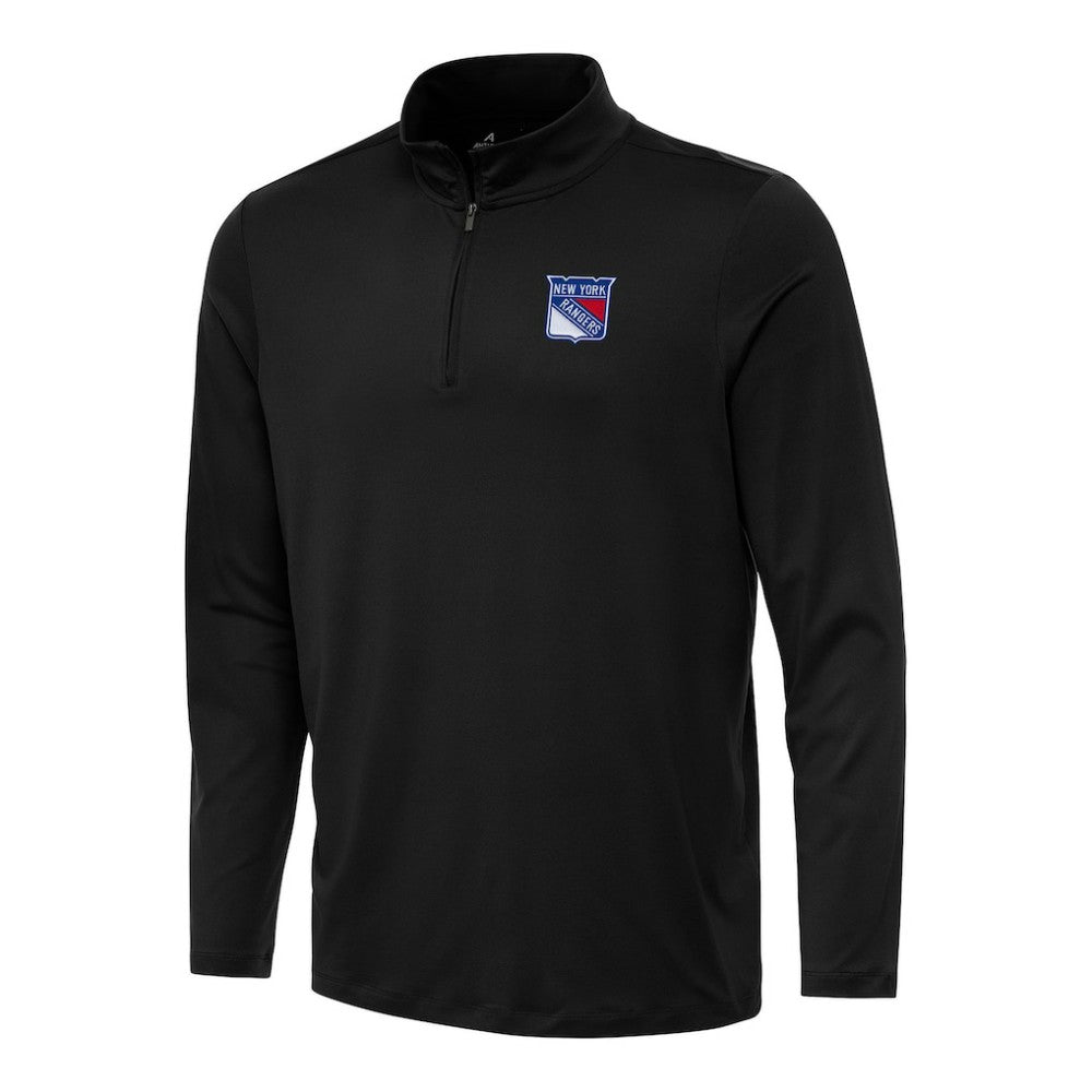 New York Rangers Antigua Reprocess Quarter-Zip Top - Black Tops