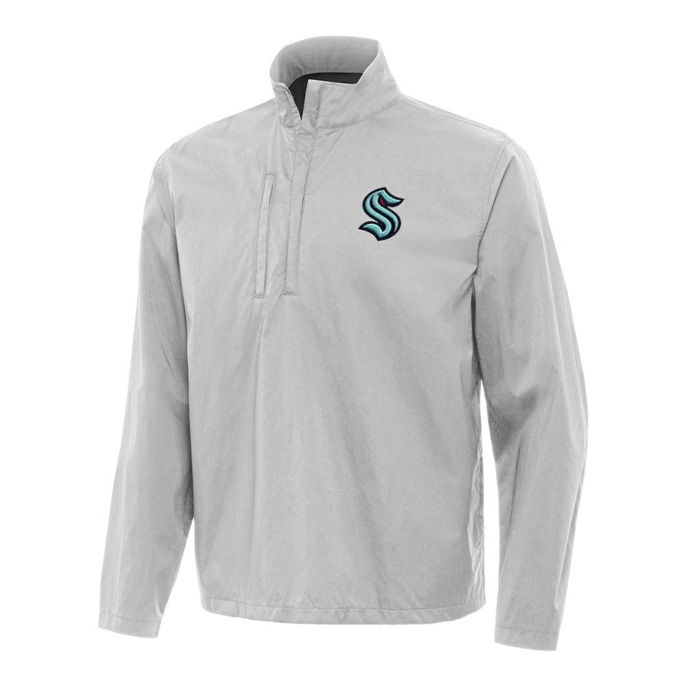 Seattle Kraken Antigua Brisk Quarter-Zip Windbreaker - Heather Gray