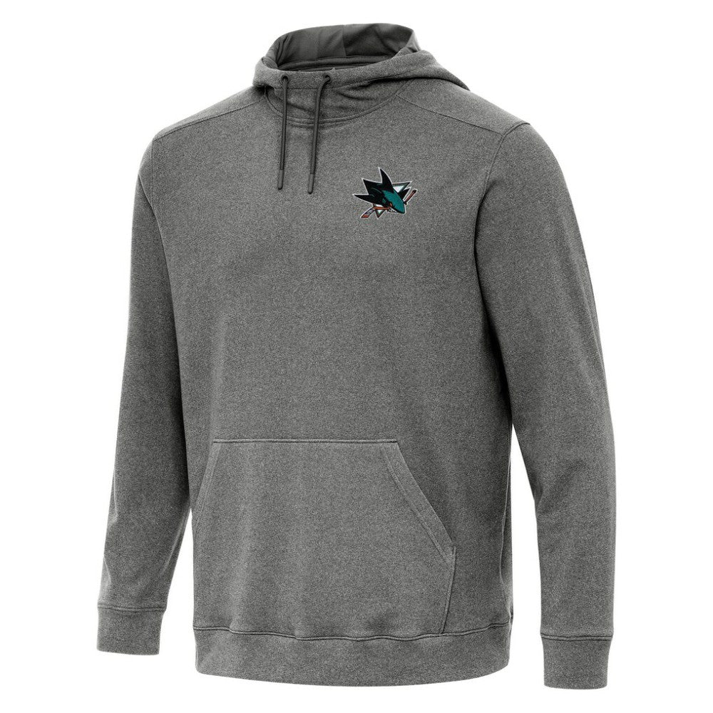 San Jose Sharks Antigua Cloud Pullover Hoodie - Heather Black Hoodies
