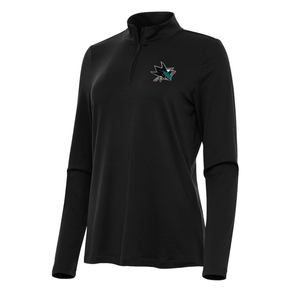 San Jose Sharks Antigua Women's Reprocess Quarter-Zip Top - Black Tops