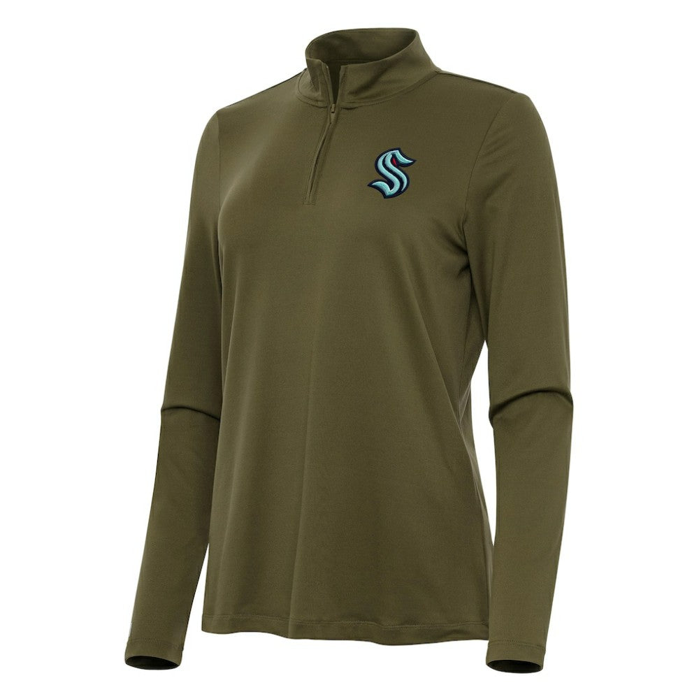 Seattle Kraken Antigua Women's Reprocess Quarter-Zip Top - Olive Tops