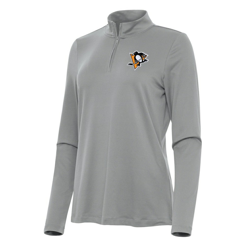 Pittsburgh Penguins Antigua Women's Reprocess Quarter-Zip Top - Gray Tops