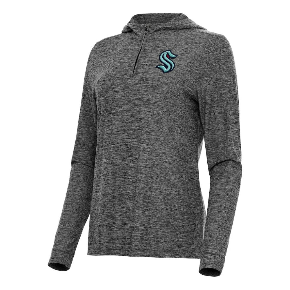 Seattle Kraken Antigua Women's Daybreak Quarter-Zip Hoodie - Heather Black Hoodies
