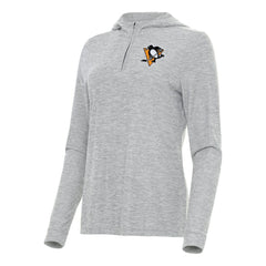 Pittsburgh Penguins Antigua Women's Daybreak Quarter-Zip Hoodie - Heather Gray Hoodies