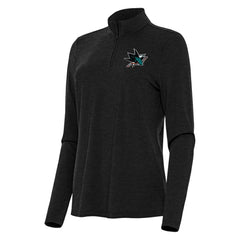 San Jose Sharks Antigua Women's Bright Quarter-Zip Top - Heather Black Tops