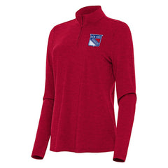 New York Rangers Antigua Women's Bright Quarter-Zip Top - Heather Red Tops