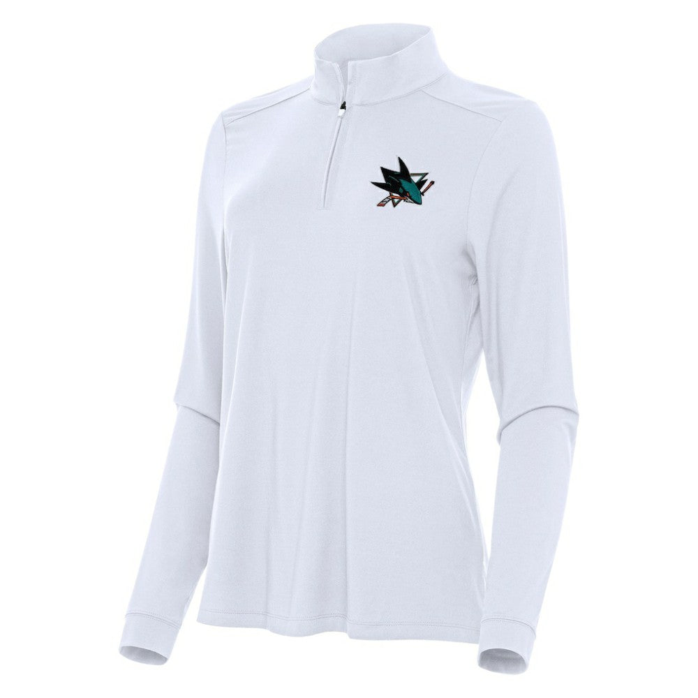 San Jose Sharks Antigua Women's Intent Quarter-Zip Top - White Tops