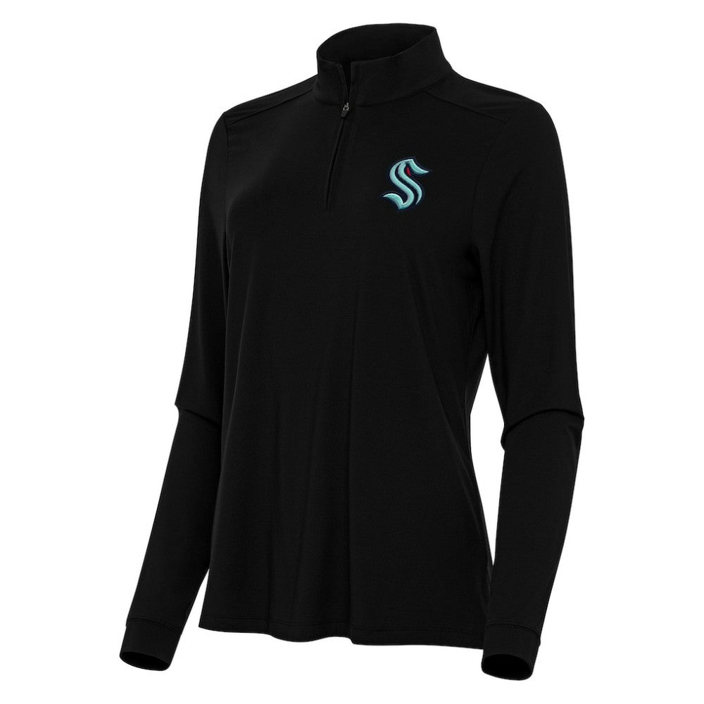 Seattle Kraken Antigua Women's Intent Quarter-Zip Top - Black Tops