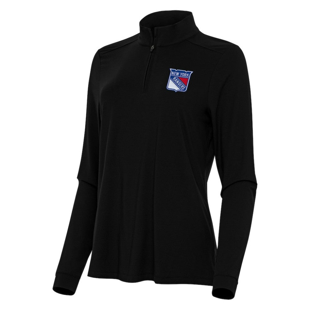 New York Rangers Antigua Women's Intent Quarter-Zip Top - Black Tops