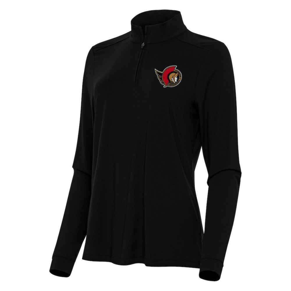 Ottawa Senators Antigua Women's Intent Quarter-Zip Top - Black Tops
