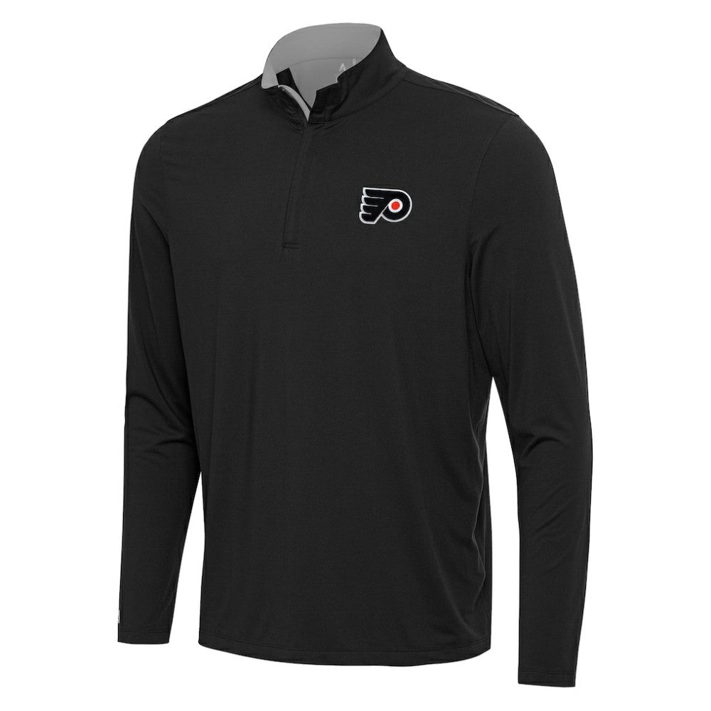 Philadelphia Flyers Antigua Content Quarter-Zip Pullover Top - Black/Gray Pullover