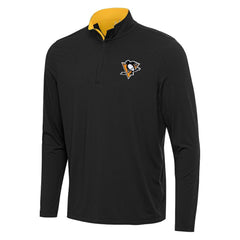 Pittsburgh Penguins Antigua Content Quarter-Zip Pullover Top - Black/Gold Pullover
