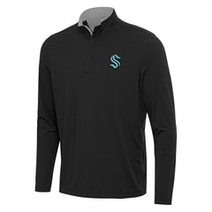 Seattle Kraken Antigua Content Quarter-Zip Pullover Top - Black/Gray Pullover
