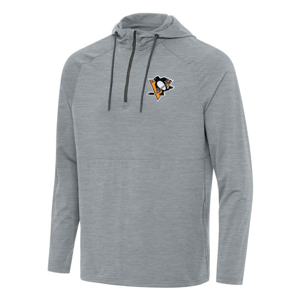 Pittsburgh Penguins Antigua Spikes Quarter-Zip Hoodie - Heather Gray Hoodies