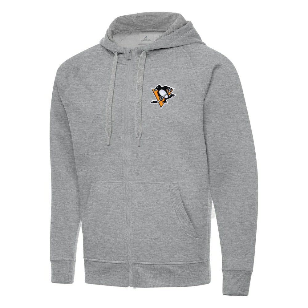 Pittsburgh Penguins Antigua Big & Tall Victory Full-Zip Hoodie - Heather Gray Hoodies