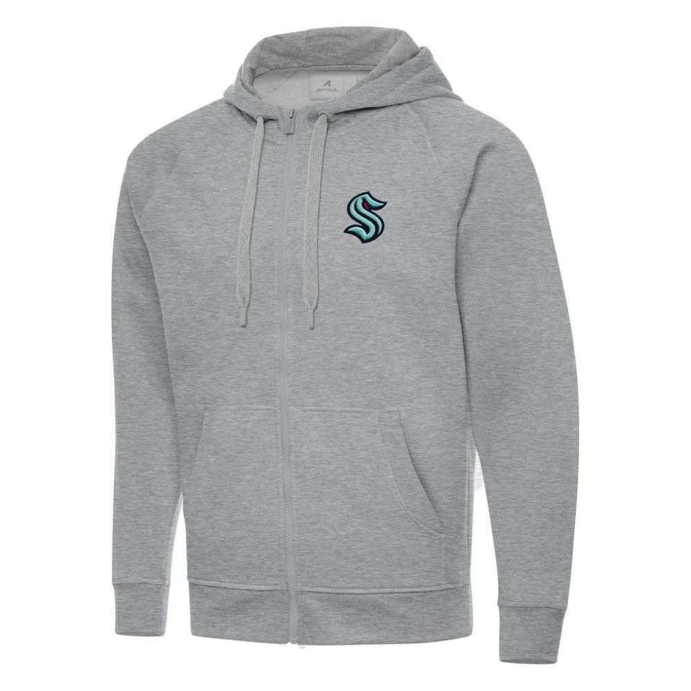 Seattle Kraken Antigua Big & Tall Victory Full-Zip Hoodie - Heather Gray Hoodies