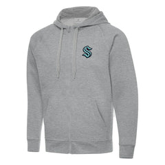 Seattle Kraken Antigua Big & Tall Victory Full-Zip Hoodie - Heather Gray Hoodies