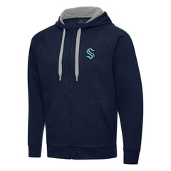 Seattle Kraken Antigua Big & Tall Victory Full-Zip Hoodie - Navy Hoodies