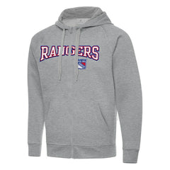 New York Rangers Antigua Big & Tall Victory Full-Zip Hoodie - Heather Gray Hoodies