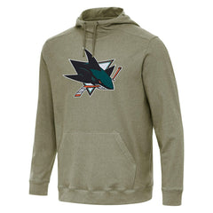 San Jose Sharks Antigua Cloud Pullover Hoodie - Olive Hoodies