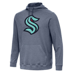 Seattle Kraken Antigua Cloud Pullover Hoodie - Heather Navy Hoodies