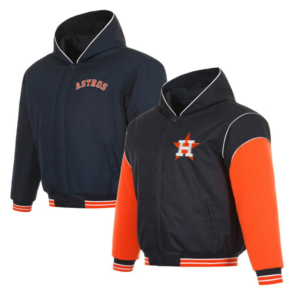 Houston Astros JH Design Youth Reversible Fleece Full-Snap Hoodie Jacket Black