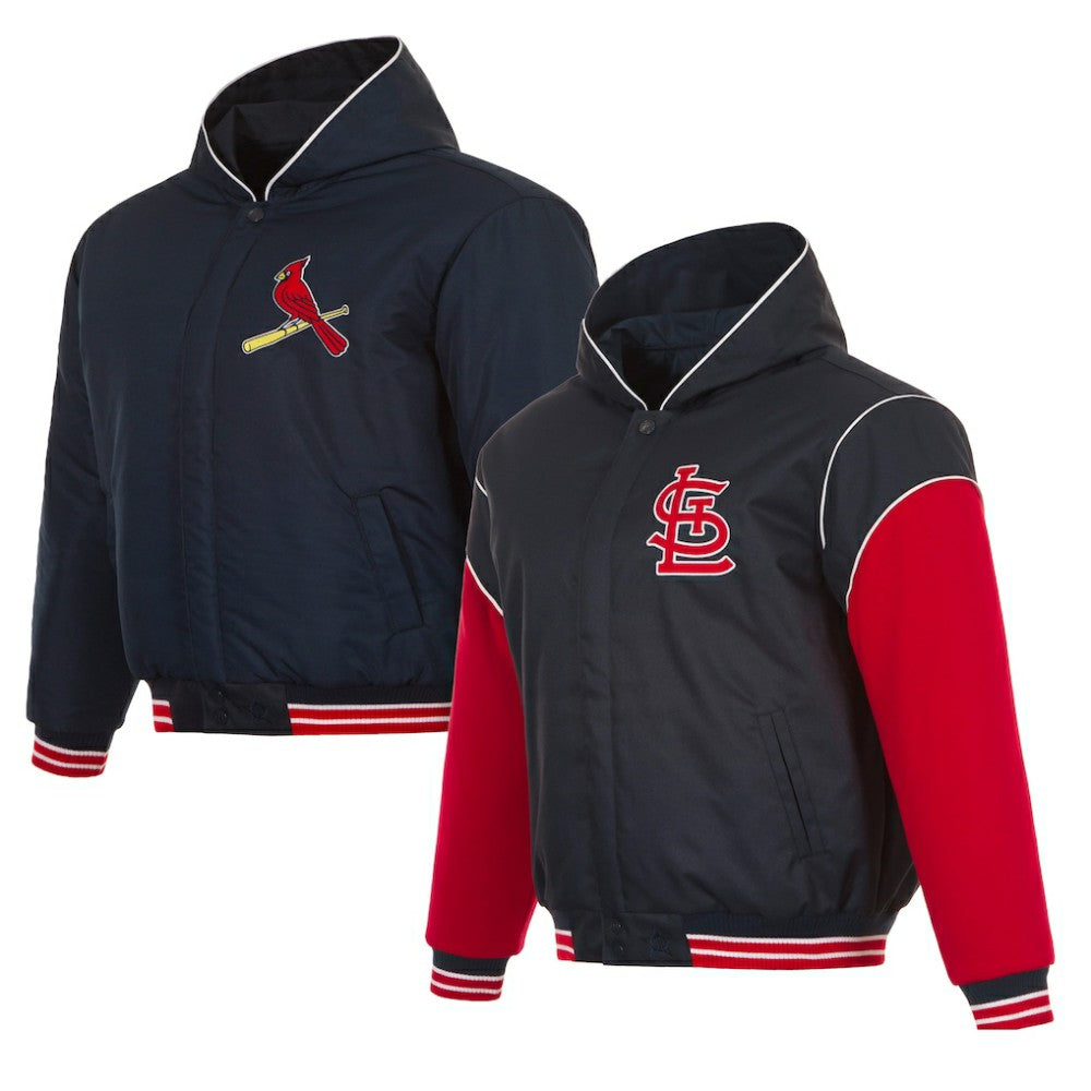 St. Louis Cardinals JH Design Youth Reversible Fleece Full-Snap Hoodie Jacket Black