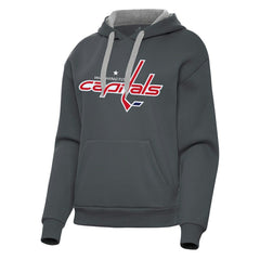 Washington Capitals Antigua Women's Victory Pullover Hoodie - Charcoal Hoodies