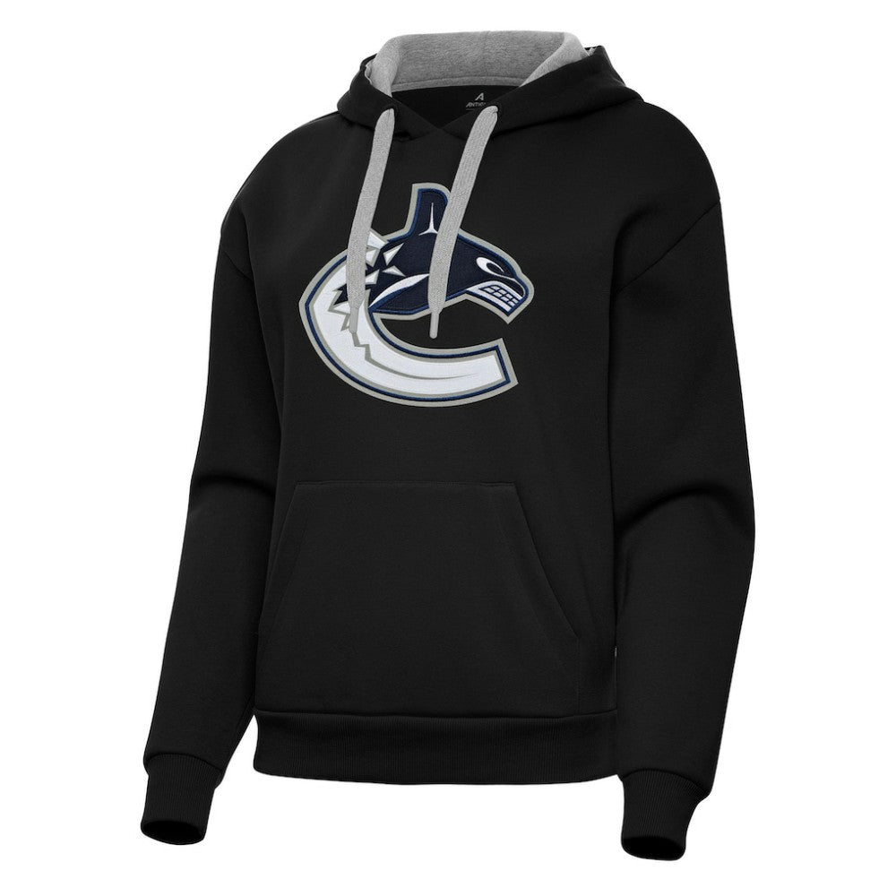 Vancouver Canucks Antigua Women's Victory Pullover Hoodie - Black Hoodies