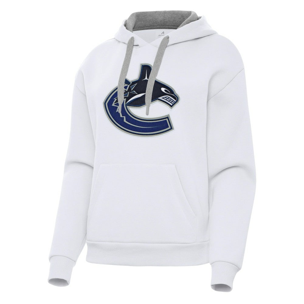 Vancouver Canucks Antigua Women's Victory Pullover Hoodie - White Hoodies