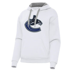 Vancouver Canucks Antigua Women's Victory Pullover Hoodie - White Hoodies