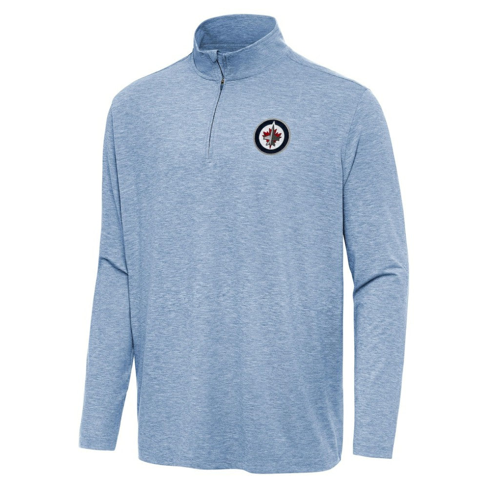 Winnipeg Jets Antigua Hunk Quarter-Zip Top - Heather Blue Tops