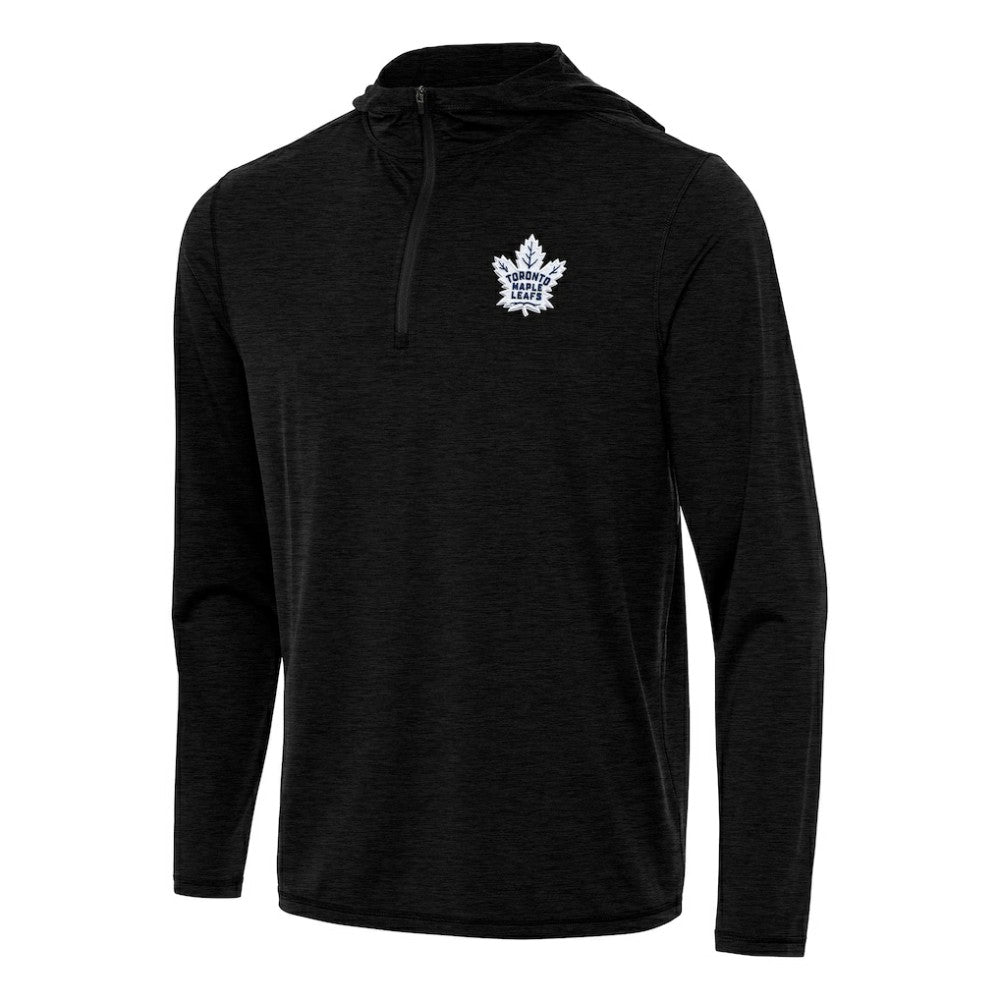 Toronto Maple Leafs Antigua Tidy Quarter-Zip Hoodie - Heather Black Hoodies