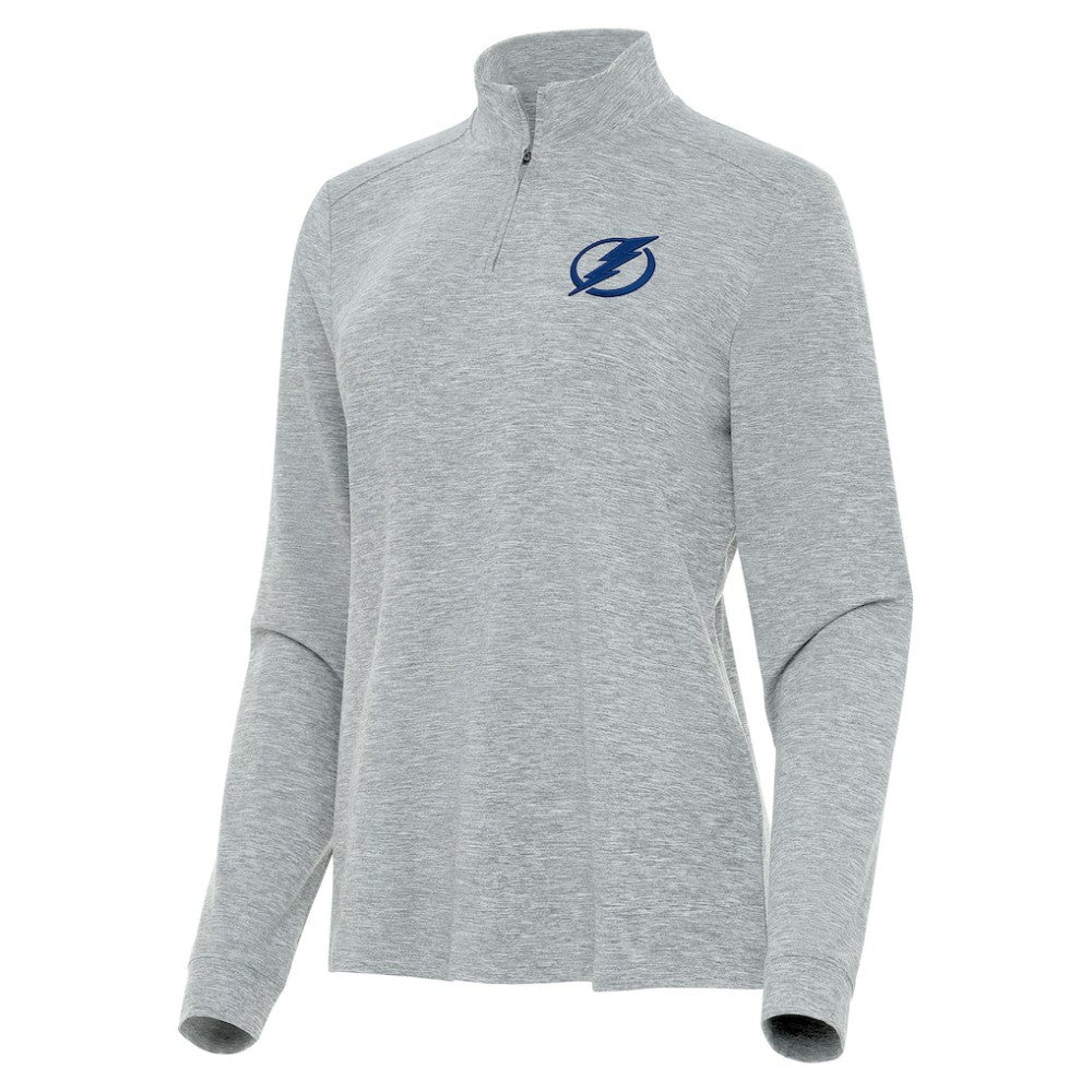 Tampa Bay Lightning Antigua Women's Mentor Quarter-Zip Mock Long Sleeve Top - Heather Gray Tops