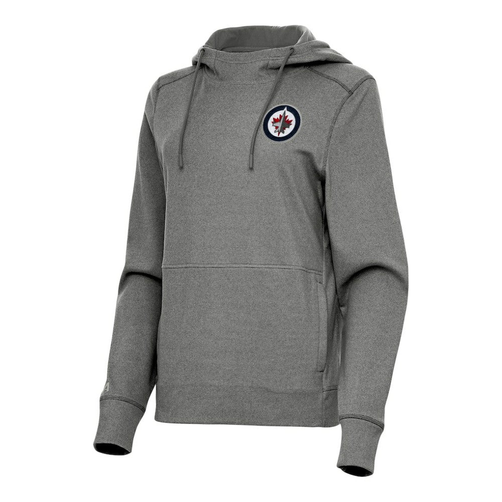 Winnipeg Jets Antigua Women's Justice Pullover Hoodie - Heather Black Hoodies