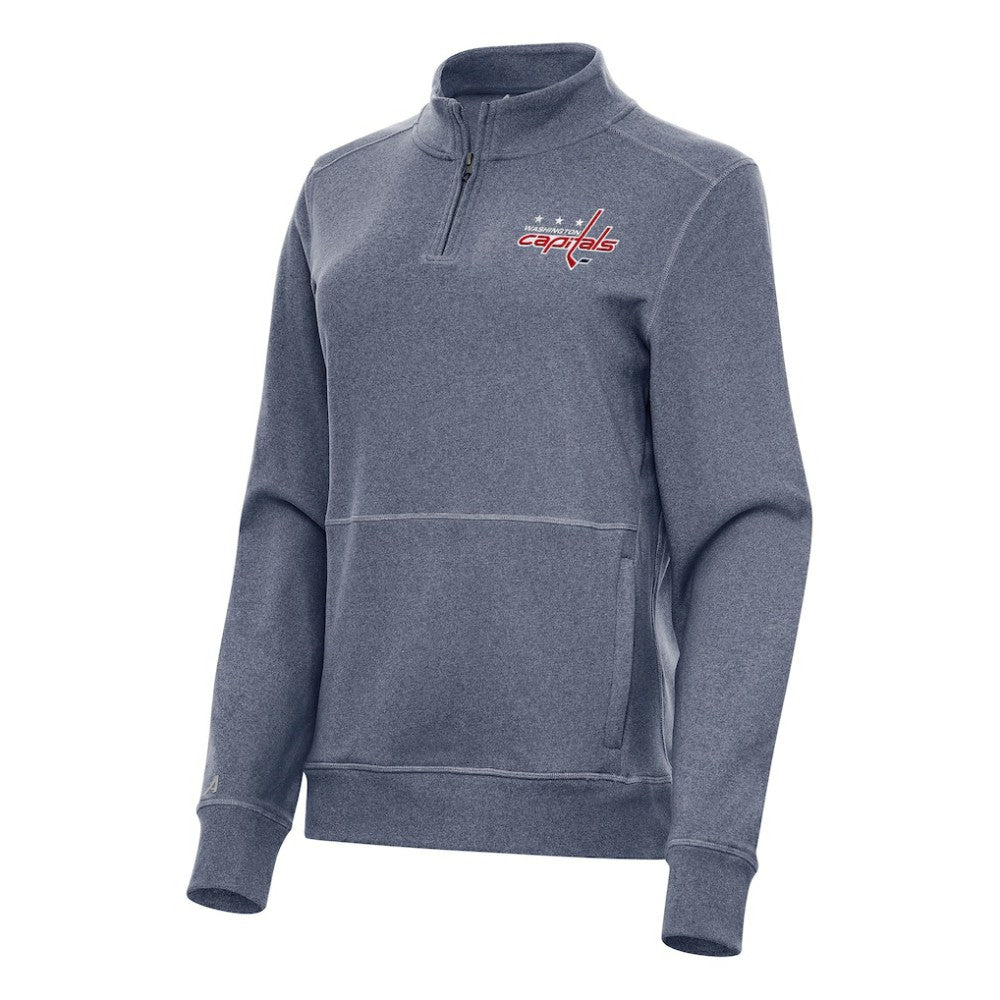 Washington Capitals Antigua Women's Crush Quarter-Zip Fleece Sweatshirt - Heather Navy Sweatshirts