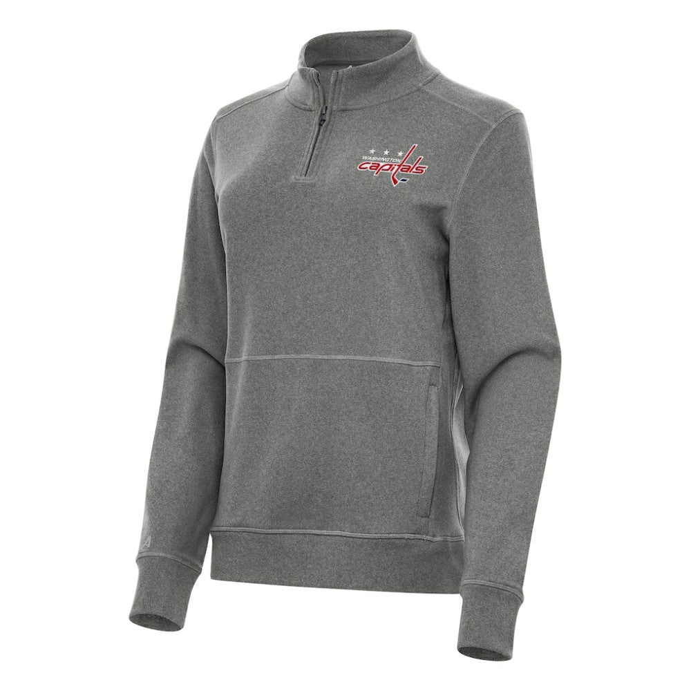 Washington Capitals Antigua Women's Crush Quarter-Zip Fleece Sweatshirt - Heather Black Sweatshirts