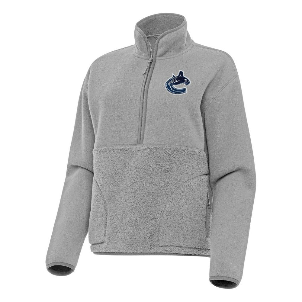Vancouver Canucks Antigua Women's Figure Half-Zip Pullover Sweatshirt - Gray Sweatshirts