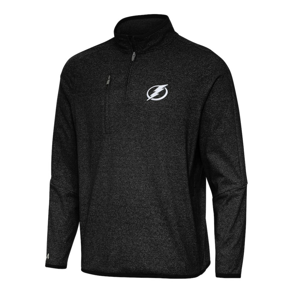 Tampa Bay Lightning Antigua Certain Quarter-Zip Tri-Blend Sweatshirt - Heather Black Sweatshirts