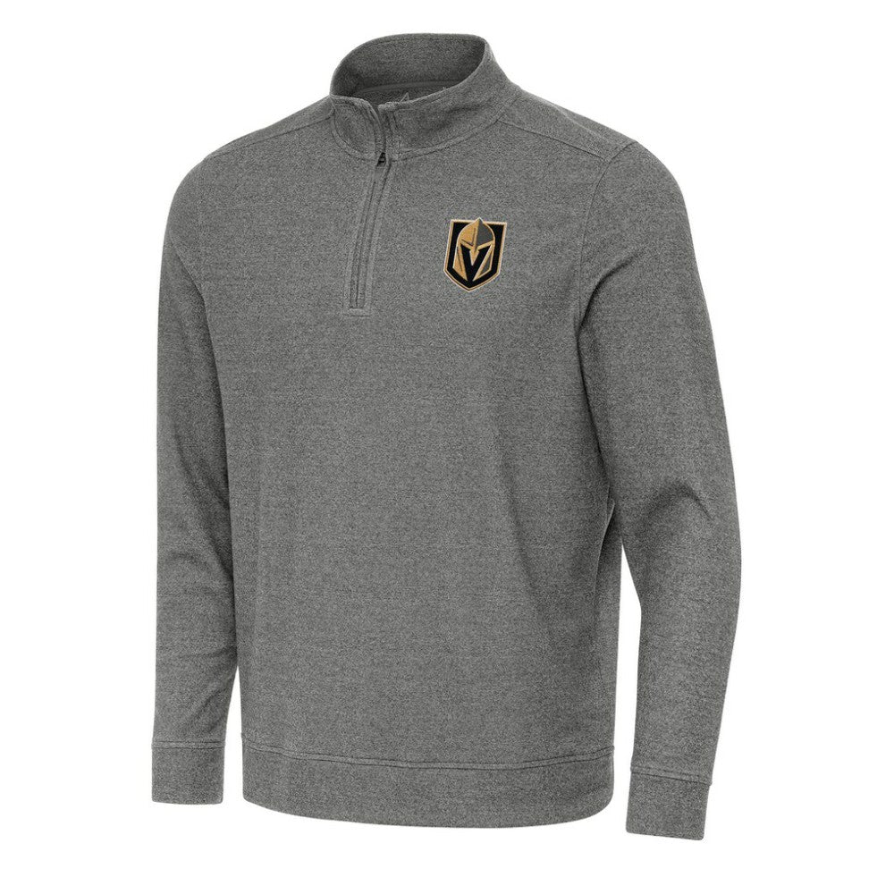 Vegas Golden Knights Antigua Subtle Quarter-Zip Sweatshirt - Heather Black Sweatshirts