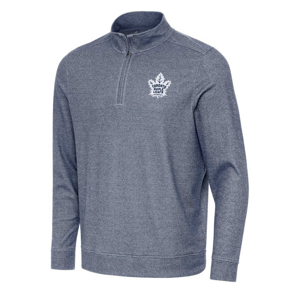 Toronto Maple Leafs Antigua Subtle Quarter-Zip Sweatshirt - Heather Navy Sweatshirts