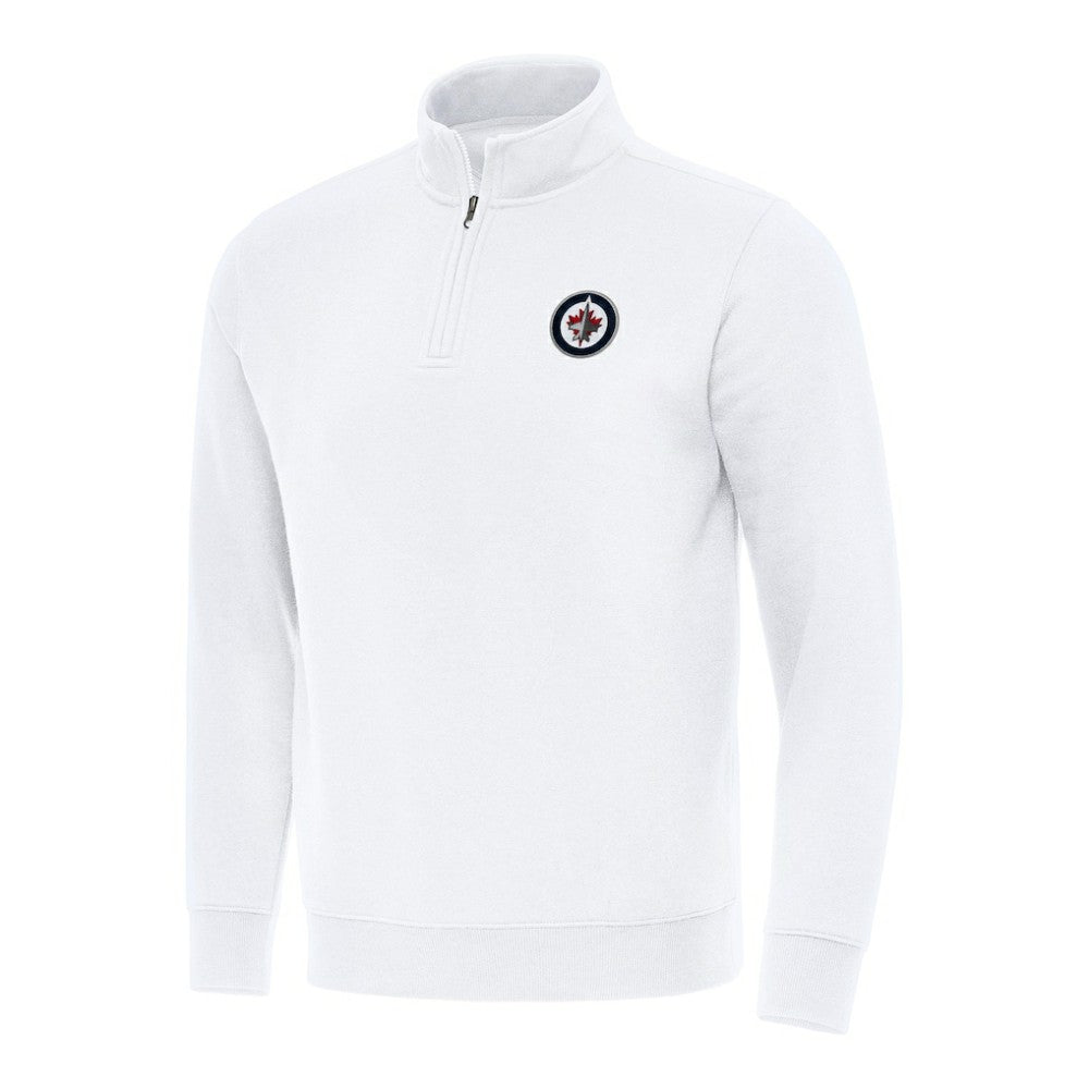 Winnipeg Jets Antigua Victory Quarter-Zip Mock Sweatshirt - White Sweatshirts
