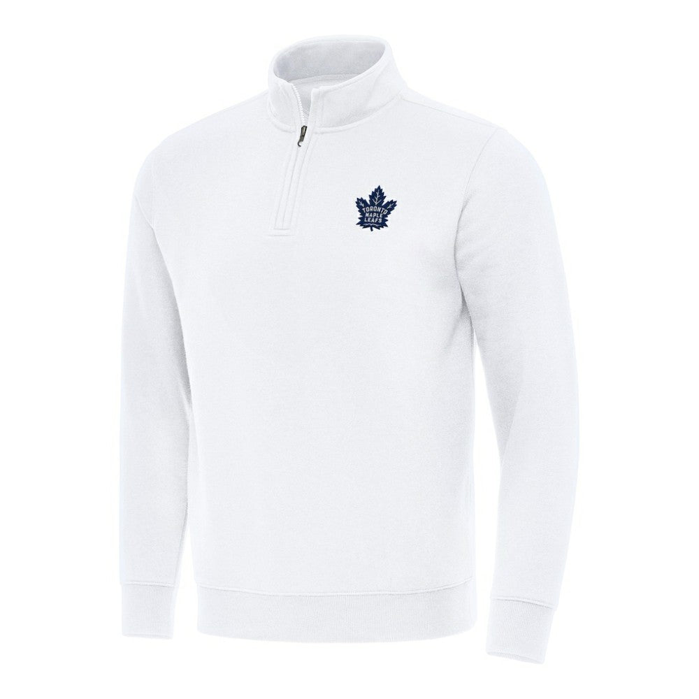 Toronto Maple Leafs Antigua Victory Quarter-Zip Mock Sweatshirt - White Sweatshirts