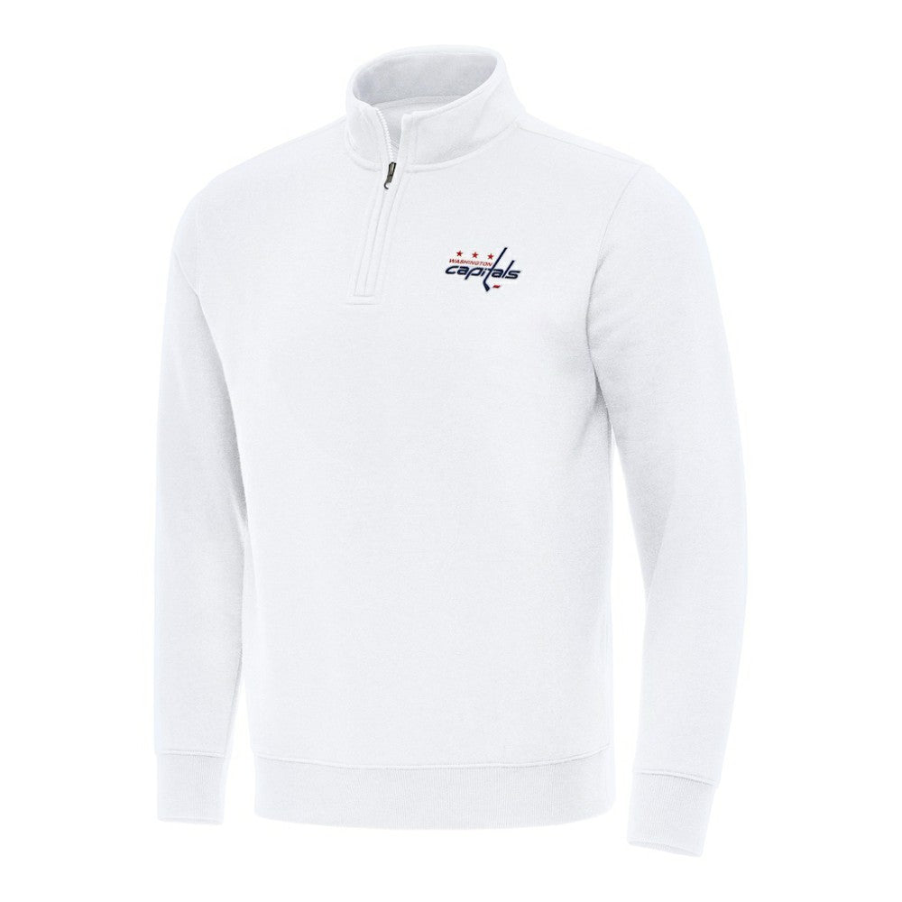Washington Capitals Antigua Victory Quarter-Zip Mock Sweatshirt - White Sweatshirts